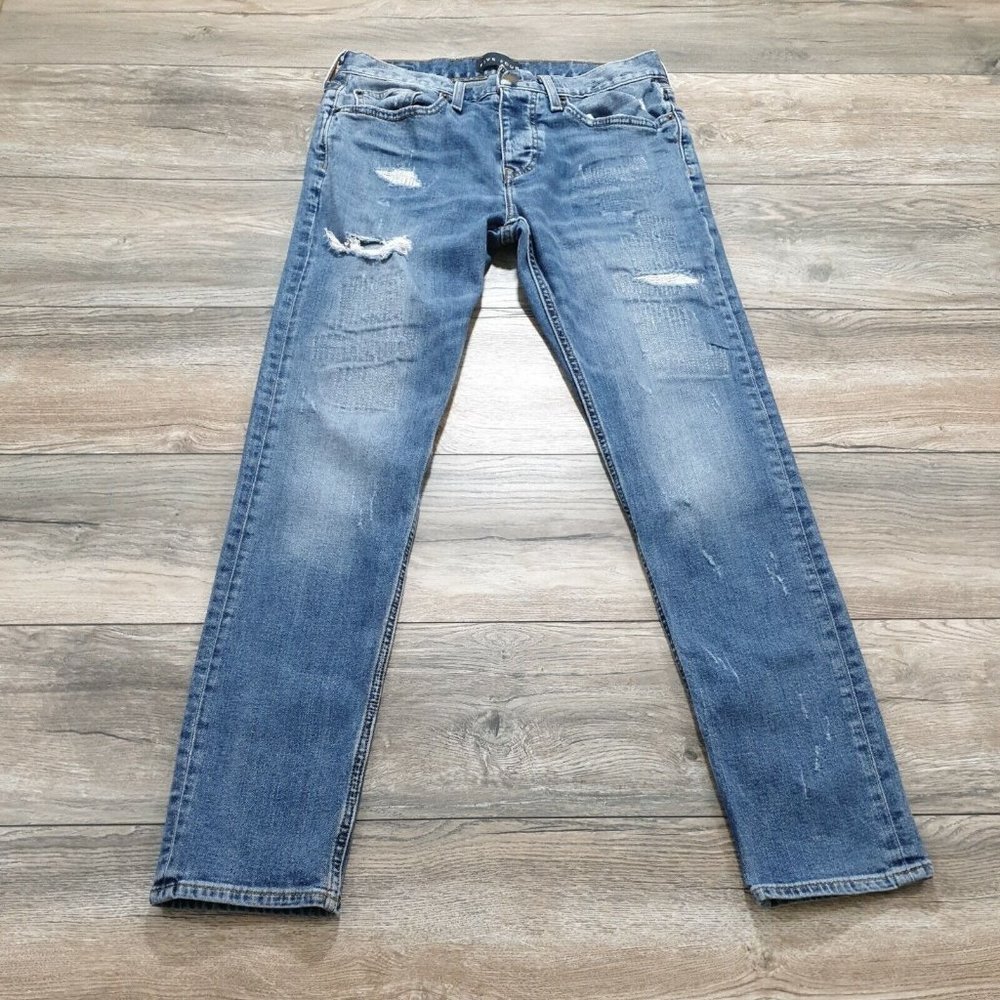 Five Four Jeans Womens Size 31 Medium Wash Distressed Casual Patches Stitching